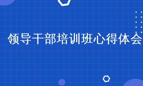 领导干部培训班心得体会