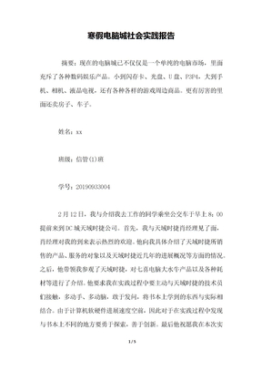 寒假电脑城社会实践报告