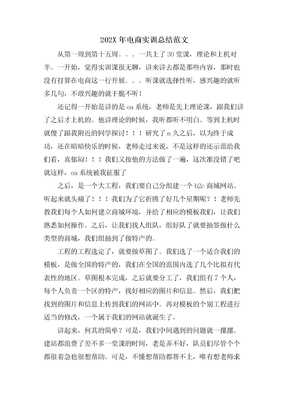 电商实训总结范文