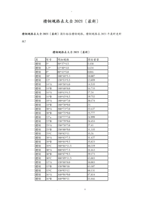 国标槽钢规格表大全