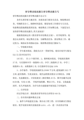 督导整改情况报告督导整改报告写