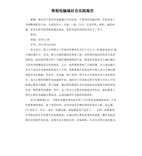 寒假电脑城社会实践报告