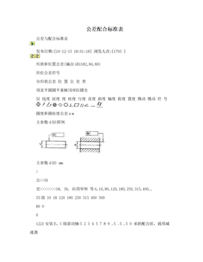 公差配合标准表