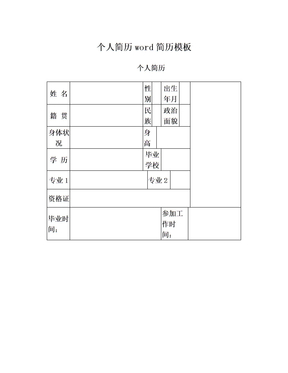 个人简历word简历模板