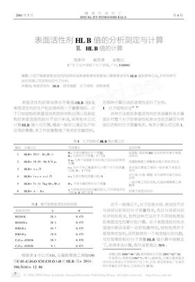 表面活性剂HLB值的分析测定与计算__HLB值的计算