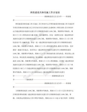 班组建设具体实施工作计划表