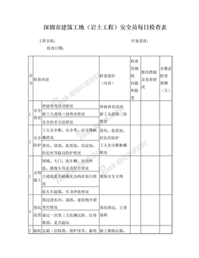 深圳市建筑工地(岩土工程)安全员每日检查表