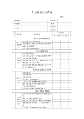 生活区安全检查表