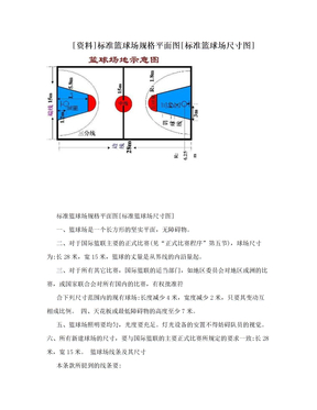 [资料]标准篮球场规格平面图[标准篮球场尺寸图]