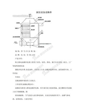 厨房设备采购单