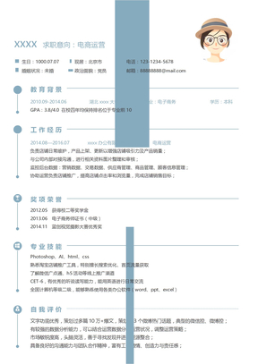 电商运营求职简历模板