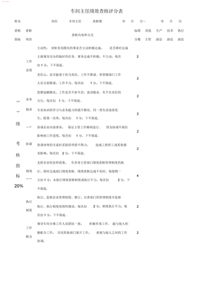 车间主任考核表