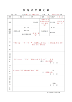 优秀团员模板