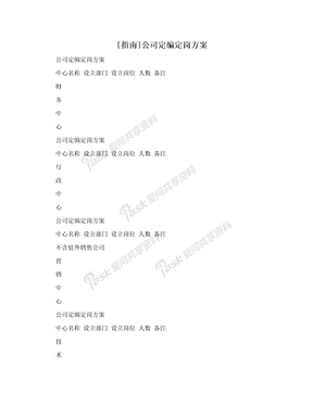 [指南]公司定编定岗方案