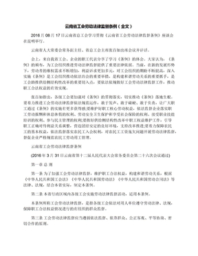 云南省工会劳动法律监督条例（全文）