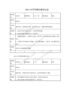 二(2)班小学学困生辅导记录