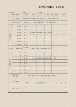 安全管理目标部门考核表