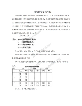 风险调整贴现率法