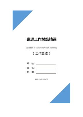 监理工作总结精选