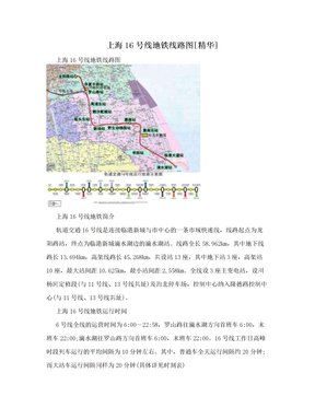 上海16号线地铁线路图[精华]