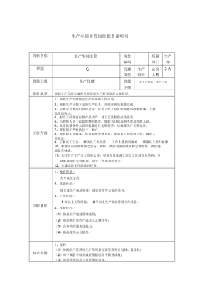 生产车间主管岗位职责说明书