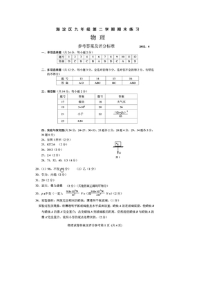 海淀二模物理答案