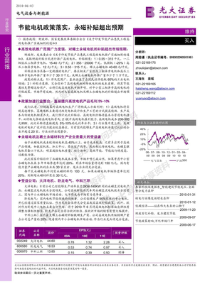 电气设备行业，节能电机政策落实，永磁补贴超出预期