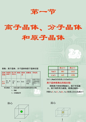 复习：离子晶体、分子晶体和原子晶体