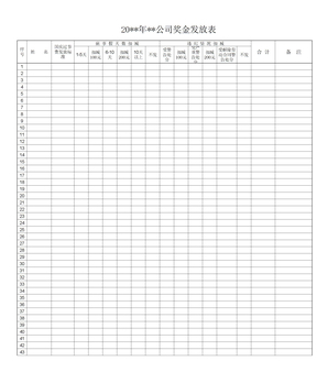 公司奖金发放表excel模板