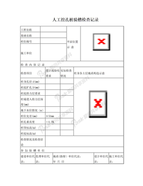 人工挖孔桩验槽检查记录表