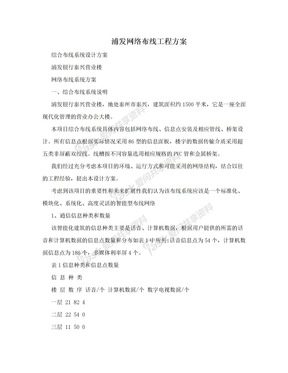 浦发网络布线工程方案