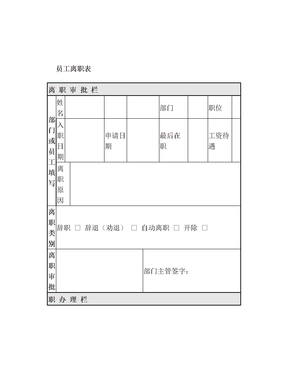 员工离职表格模板