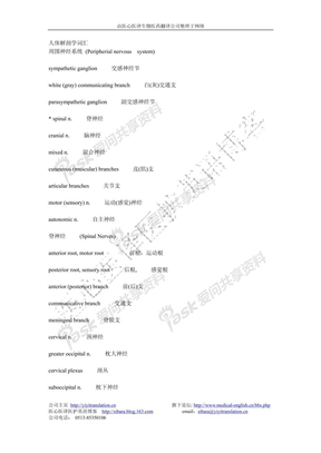 人体解剖学词汇 周围神经系统