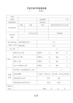 个体工商户年度报告表