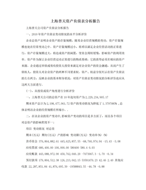 上海普天资产负债表分析报告