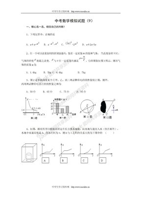 中考数学模拟试题（9）