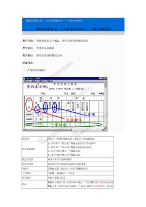 数据结构教程_第二十九课_静态查找表(一)顺序表的查找