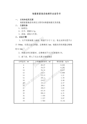 钢筋重量偏差检查作业指导书