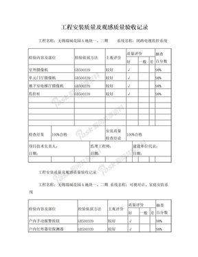 工程安装质量及观感质量验收记录