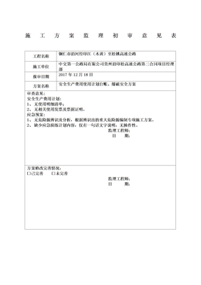 施工方案监理审核意见表