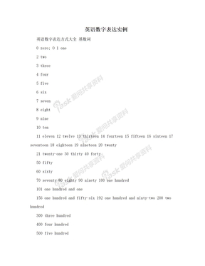 英语数字表达实例