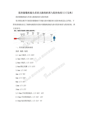 监控摄像机镜头看清人脸的距离与监控角度(1)[宝典]