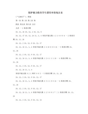 保护视力检查学生课堂坐姿统计表