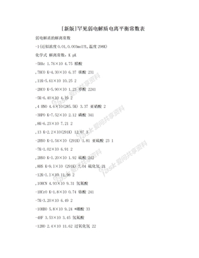 [新版]罕见弱电解质电离平衡常数表