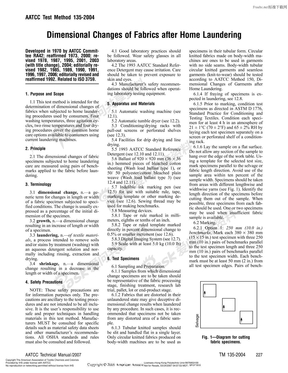 AATCC 135-2004(2007)织物经家庭洗涤后的尺寸稳定性(英文)