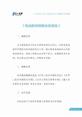 电站防洪抢险应急预案