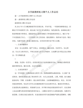 小学新教师见习期个人工作总结