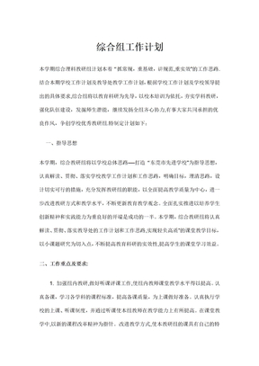 综合组工作计划