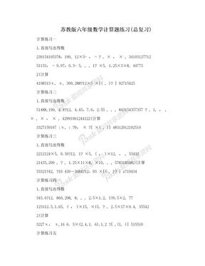 苏教版六年级数学计算题练习(总复习)