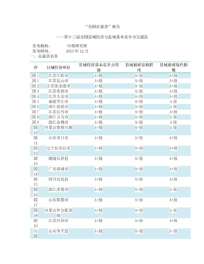 “全国百强县”报告